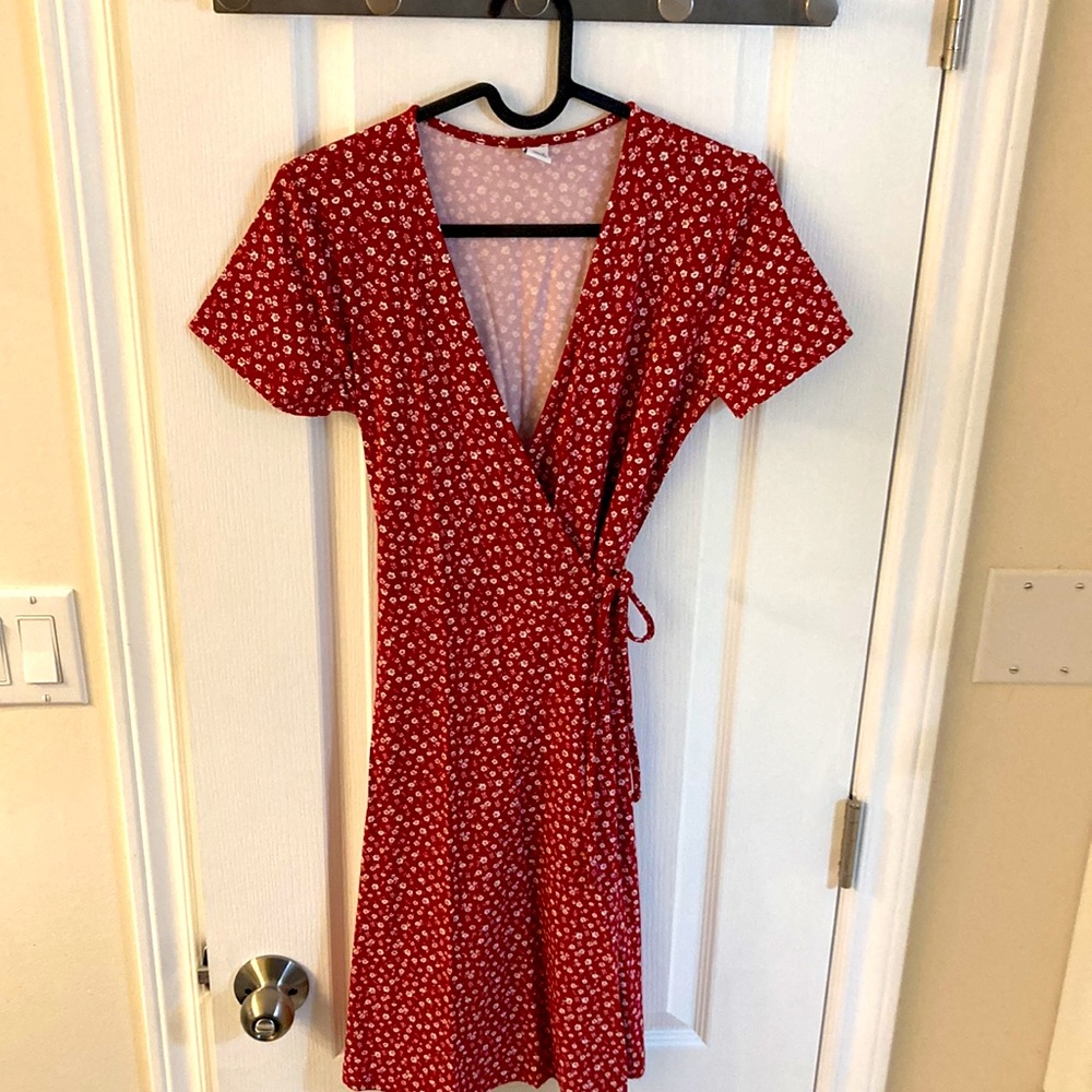 Old Navy Floral Red and White Dress